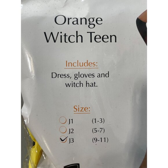 Magik Costumes J3 Size 9-11 Koolteens Orange Witch Teen Dress Gloves and Hat NEW - Picture 2 of 6